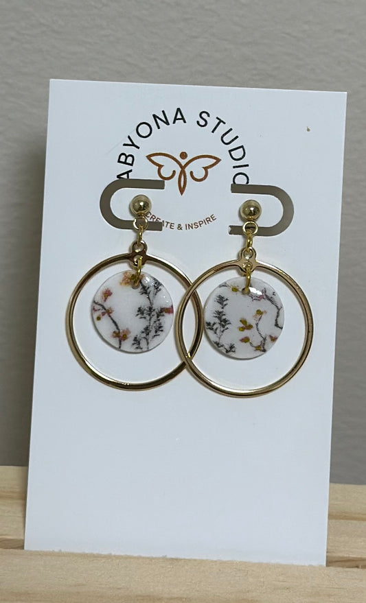 Round Floral Drop with Gold Plated Ball Studs