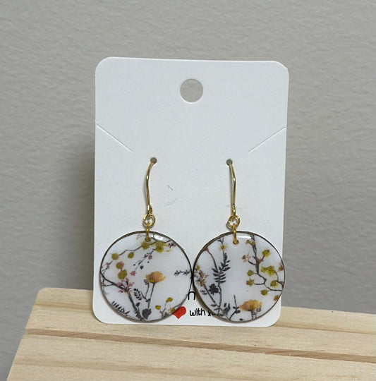 Round Floral Drops with Gold Plated Hooks